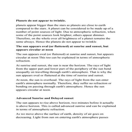 Physics class 10 stara don't twinkle complete theory