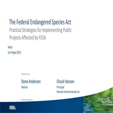 The Federal Endangered Species Act | PPTX