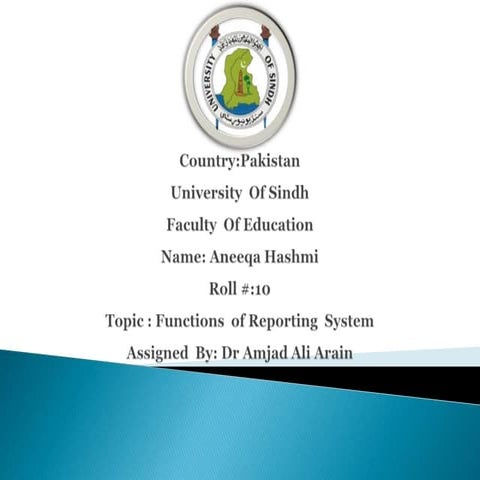 Functions of Reporting System