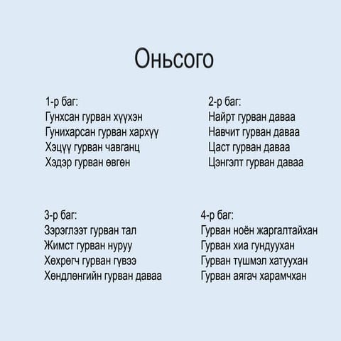 дөрвөн улирал шүлэг