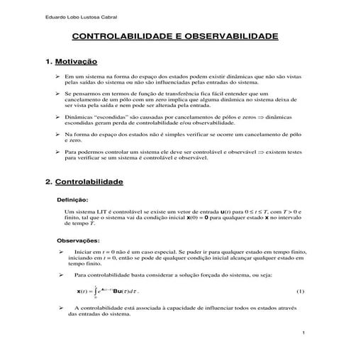 controlabilidade e observabilidade