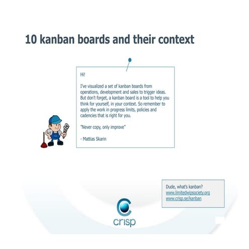10 different kanban boards and their context
