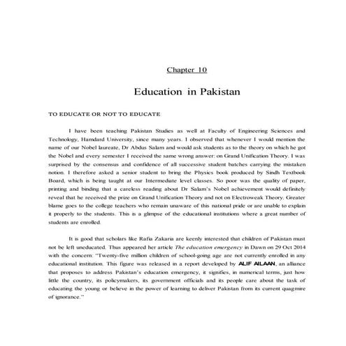 10 educatioj in pakistan