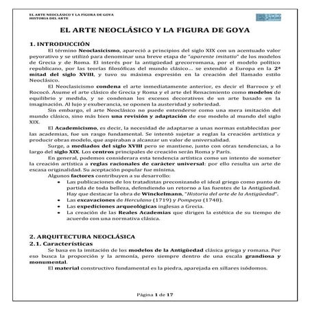 El arte neoclásico y la figura de Goya