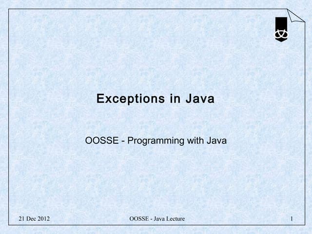 10 exceptionsin java | PPT