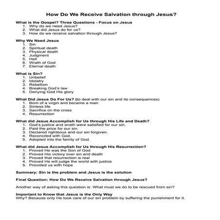 10. How Do We Receive Salvation through Jesus? Notes