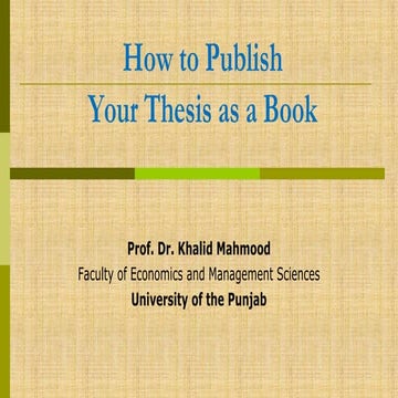 How to publish your thesis as a book