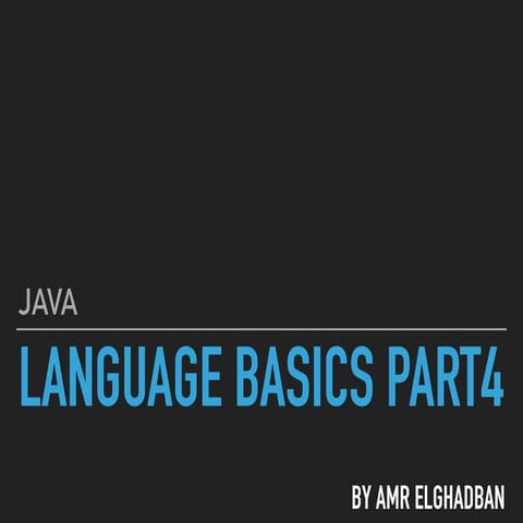 10- java language basics part4 | PPT