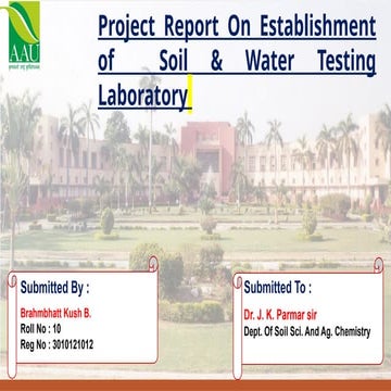 Establishment of Soil & Water Testing Laboratory | PPTX