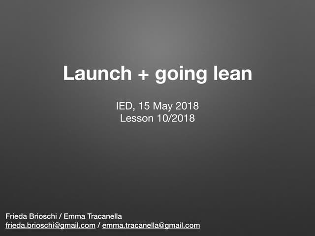 Launch + going lean (v. 2018 ita)