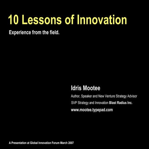 10 Lessons of Innovation - Idris Mootee Keynote