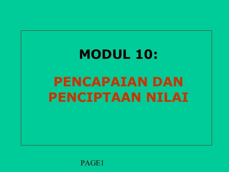 10 Modul 10 Pencapaian Penciptaan Nilai Kik