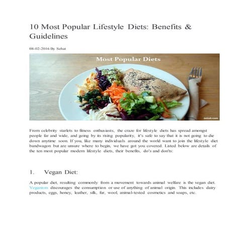 10 Most Popular Lifestyle Diets: Benefits & Guidelines
