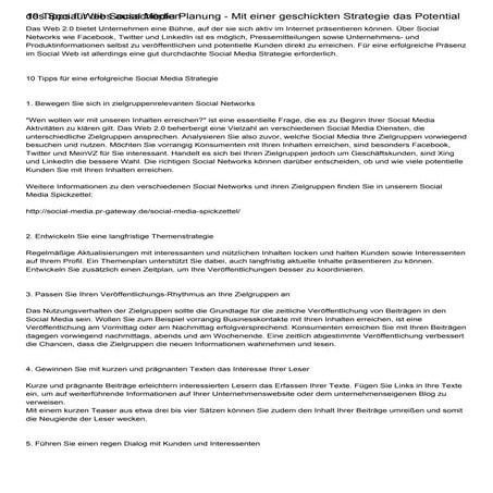 10 Tipps für die Social Media Planung - Mit einer geschickten Strategie das P...