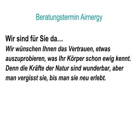 Airnergy Beratungstermin
