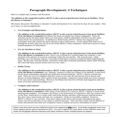 100   paragraph development (handout)
