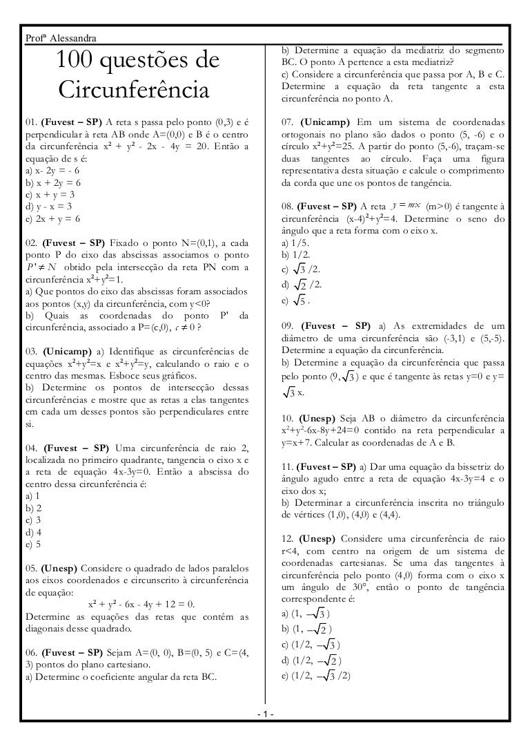 100 Questc3b5es De Circunferc3aancia1