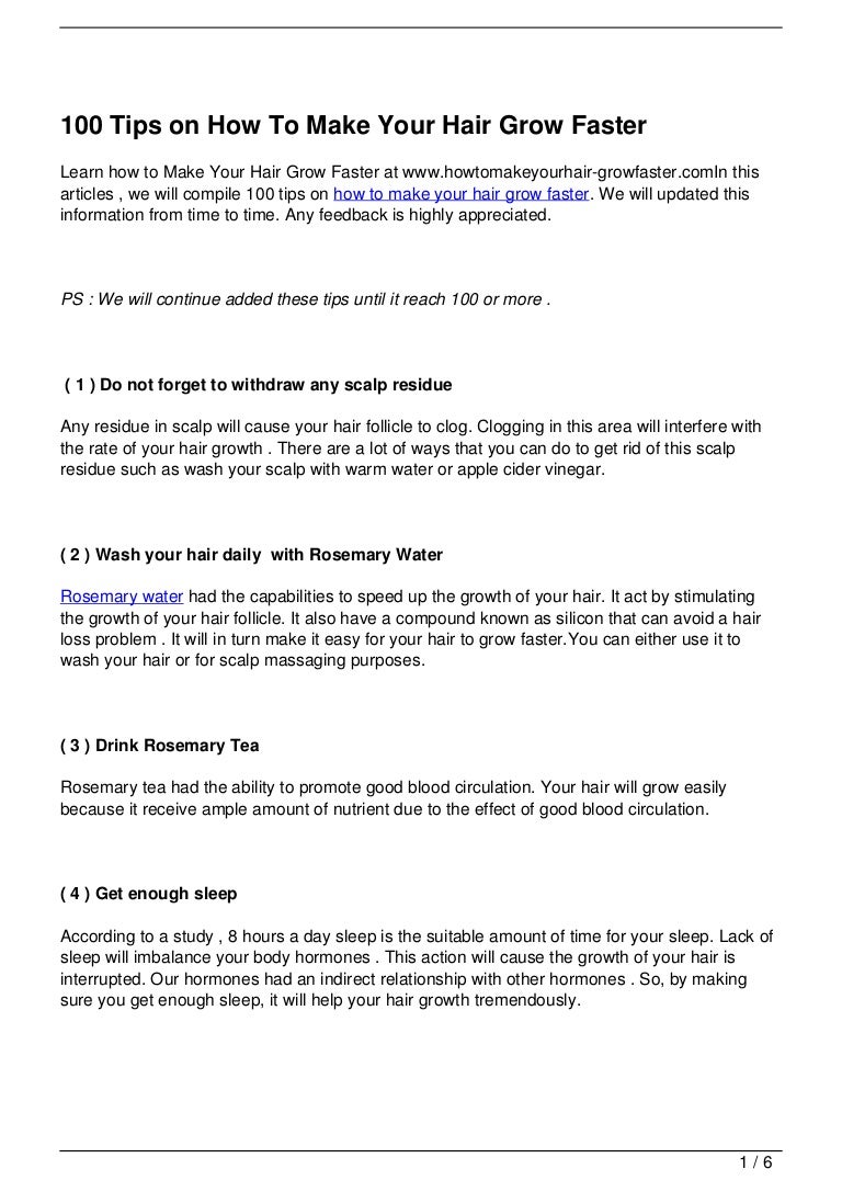 100 Tips On How To Make Your Hair Grow Faster
