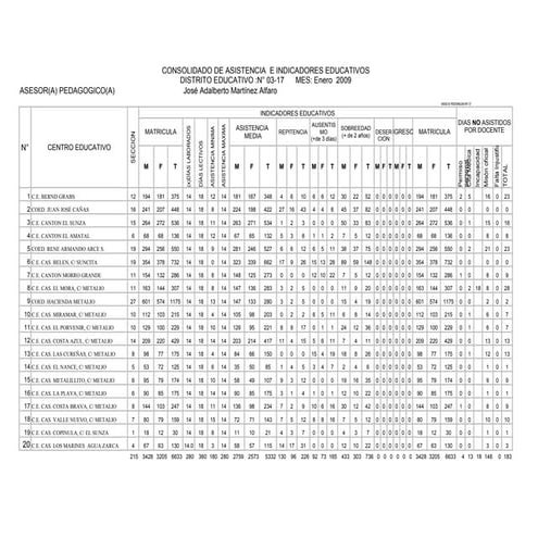 1000 Indicadores De Enero A Diciembre 2009