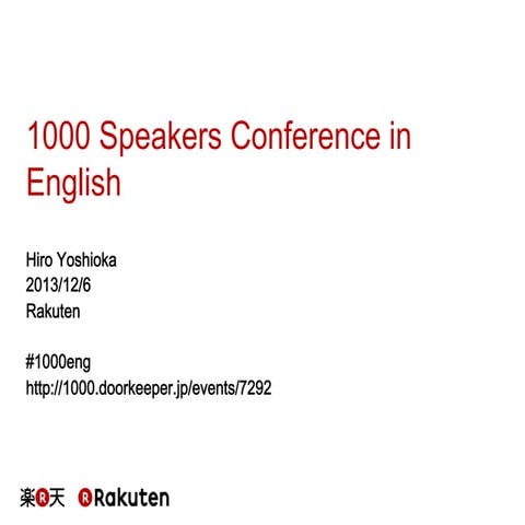 1000 Speakers Conference in English, on December 6th, 2013