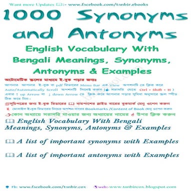 Vocabulary with bengali meanings,1000-synonyms & antonyms