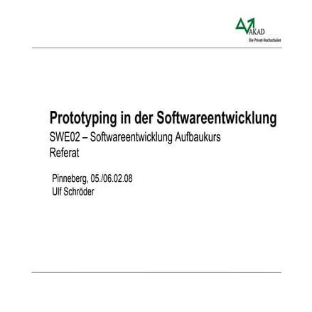 Prototyping in der Softwareentwicklung (Folien zum Referat)