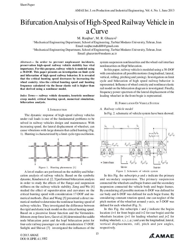 Bifurcation Analysis of HighSpeed Railway Vehicle in a Curve