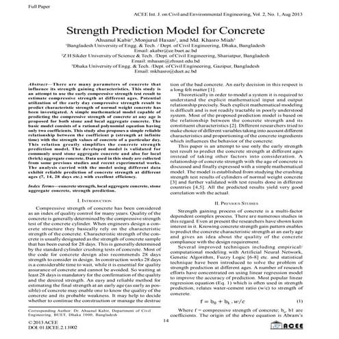Strength Prediction Model for Concrete