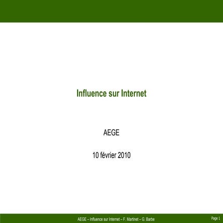 Influence sur Internet - G. Barbe - F. Martinet