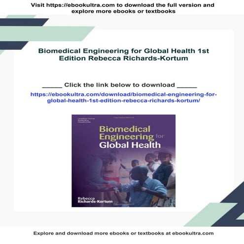 Biomedical Engineering for Global Health 1st Edition Rebecca Richards ...