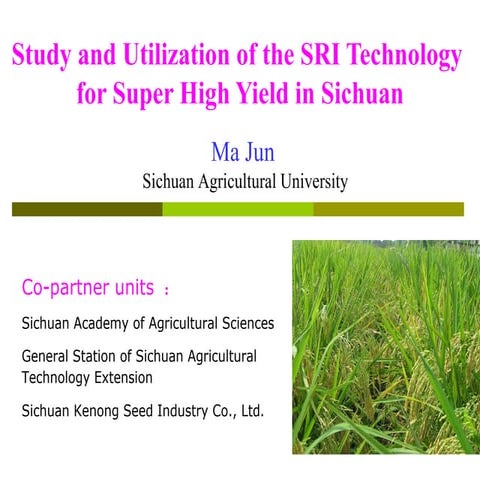 1003 Study and Utilization of the SRI Technology 