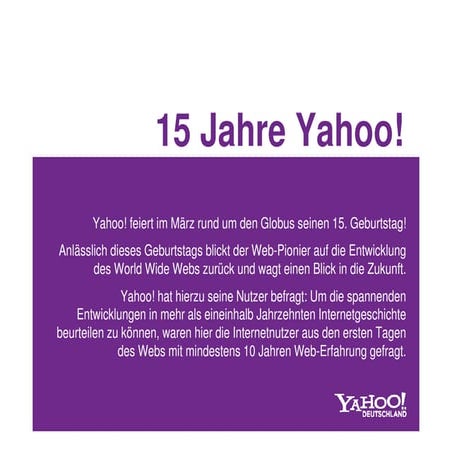 15 Jahre Yahoo! - Nutzerbefragung