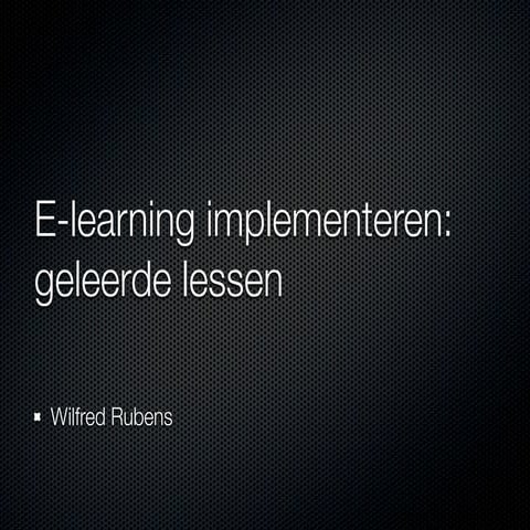 Elearning Implementeren Gastcollege Fontys