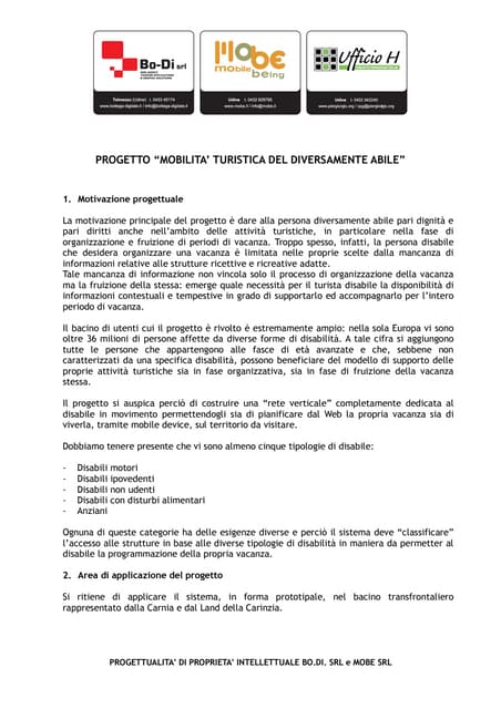 Riassunto progetto disabilità