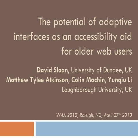 The Potential of Adaptive Interfaces as an Accessibility Aid for Older Web Users
