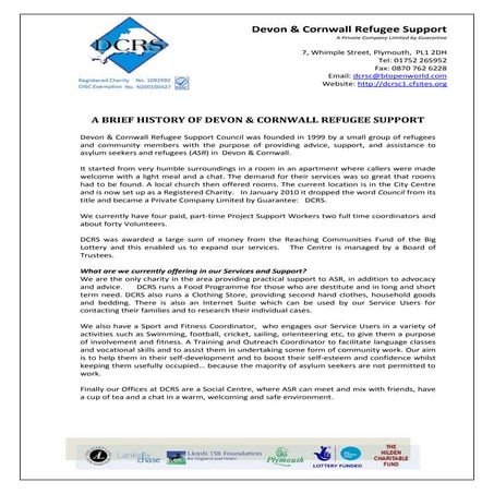 A BRIEF HISTORY OF DEVON & CORNWALL REFUGEE SUPPORT