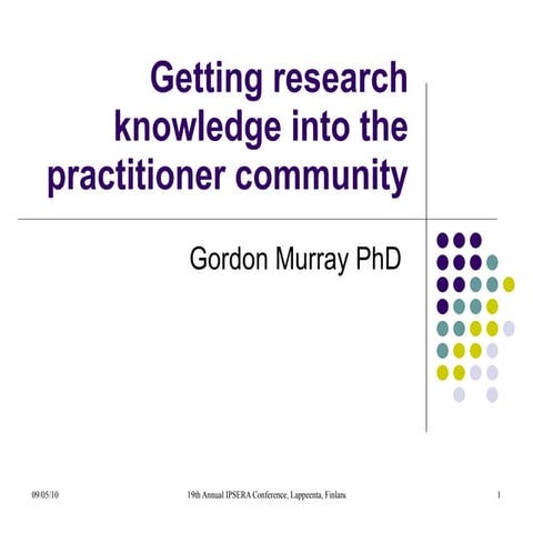 Getting research knowledge into the practitioner community