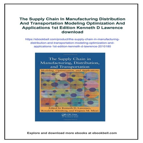 The Supply Chain In Manufacturing Distribution And Transportation Modeling Op...
