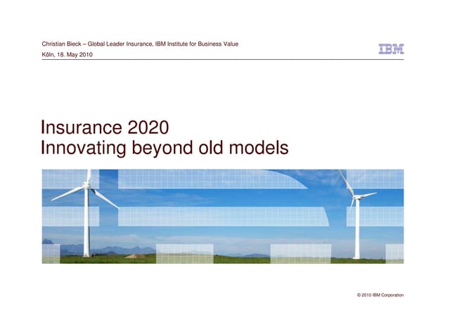 Insurance 2020 - Innovating beyond old models