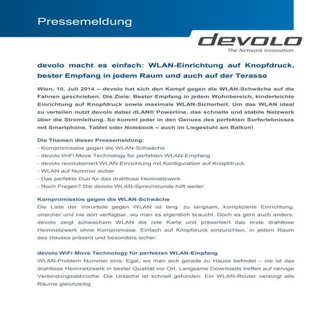 devolo macht es einfach: WLAN-Einrichtung auf Knopfdruck, bester Empfang in j...