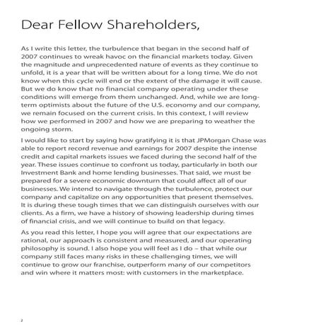 JPMorgan Chase  Letter to shareholders