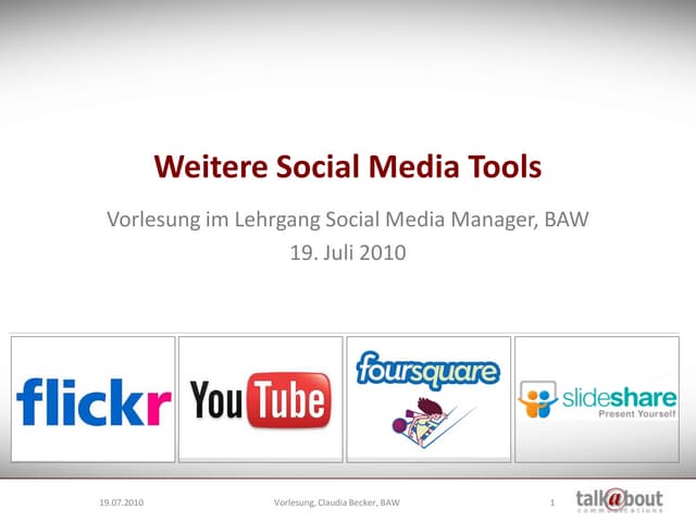 Vorlesung BAW - Social Media Tools