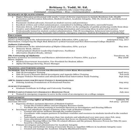 B. Todd Resume