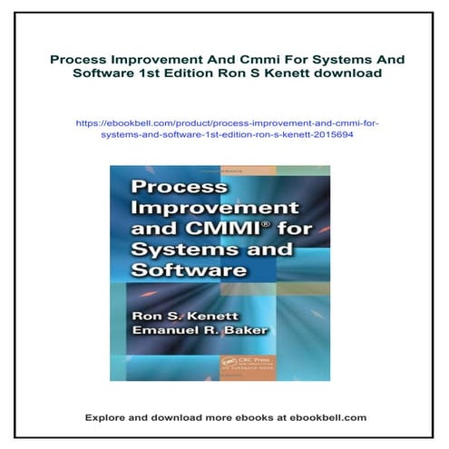 Process Improvement And Cmmi For Systems And Software 1st Edition Ron S ...