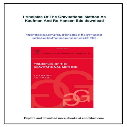 Principles Of The Gravitational Method Aa Kaufman And Ro Hansen Eds | PDF