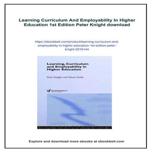 Learning Curriculum And Employability In Higher Education 1st Edition ...