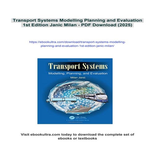 Transport Systems Modelling Planning and Evaluation 1st Edition Janic ...