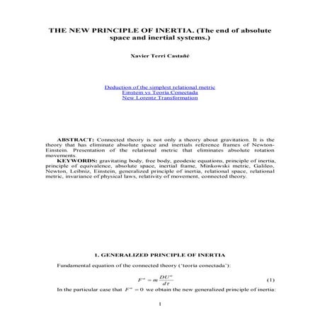 EQUIVALENCE PRINCIPLE OR NEW PRINCIPLE OF INERTIA?/¿PRINCIPIO DE EQUIVALENCIA...