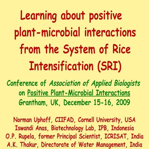 1009 Learning about positive   plant-microbial interactions from the System o...