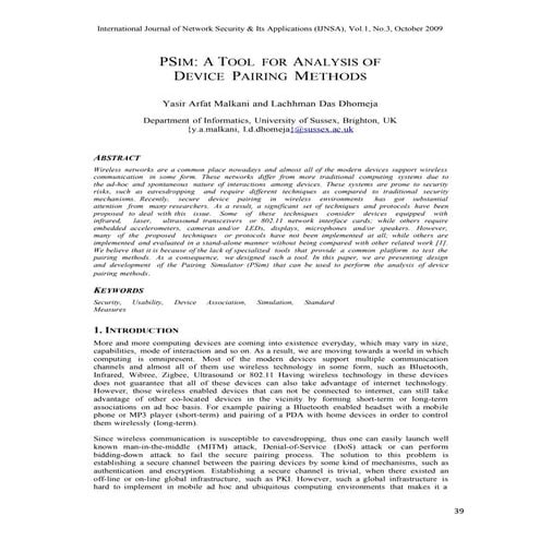 PSIM: A TOOL FOR ANALYSIS OF DEVICE PAIRING METHODS